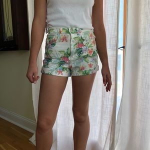 American apparel floral jean shorts